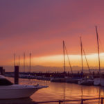 北港ヨットハーバーの夕焼け空
