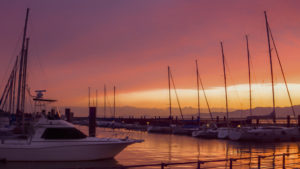 北港ヨットハーバーの夕焼け空
